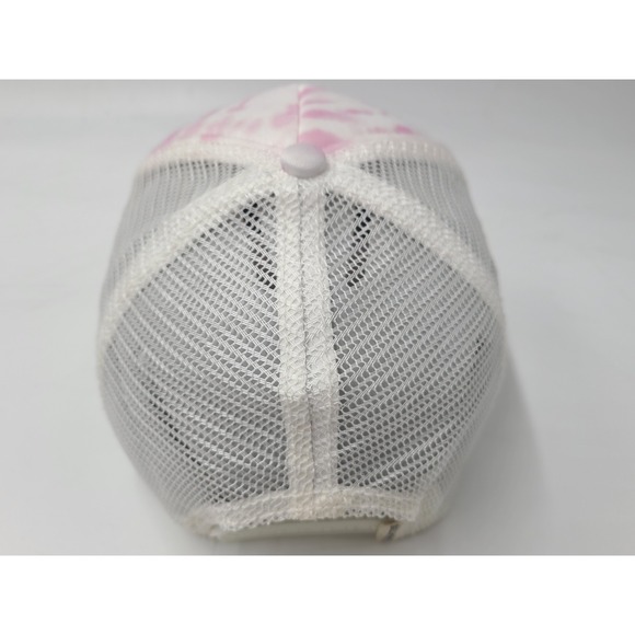 Women Billabong Tie Dye Palm Trees Mesh Trucker Snapback Hat Cap Surf Pink White - Picture 8 of 12